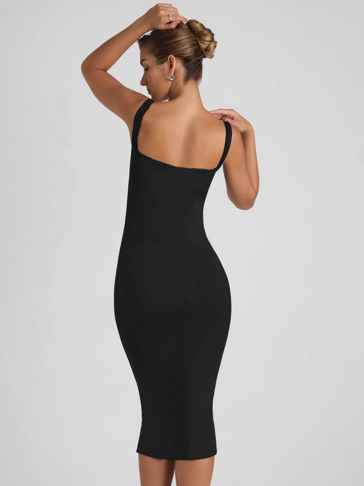 Lace Trim Square Neck Suspender Dress