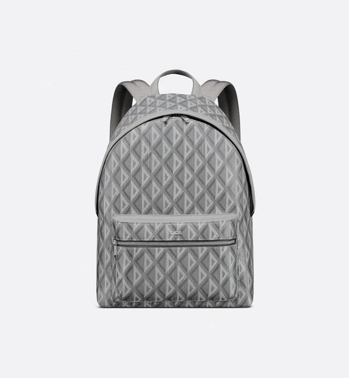 Dior Rider Zipped Backpack Grey Coated Cotton Canvas with CD Diamond Print