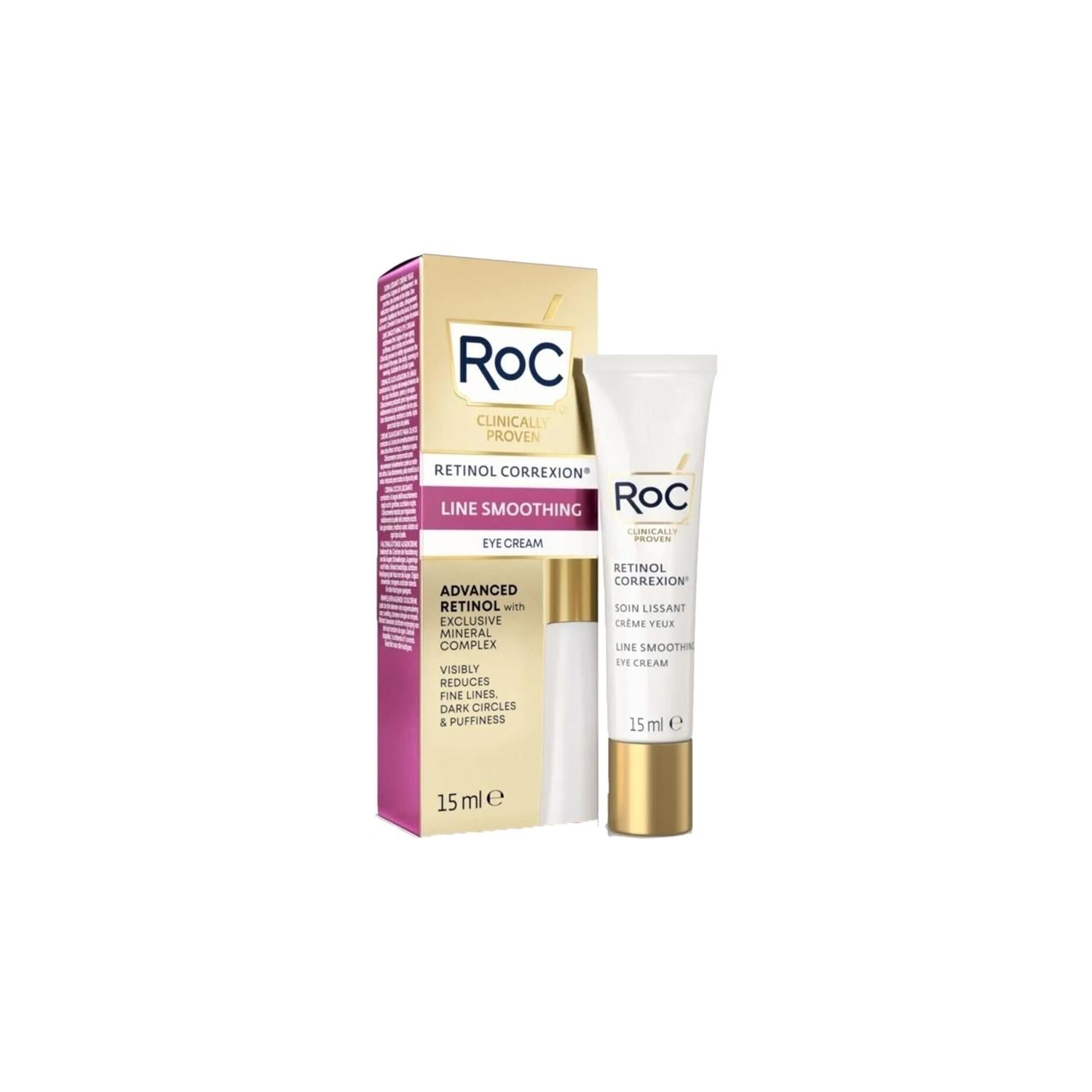 RoC Anti-Wrinkle Eye Cream 15ml - Reduce Fine Lines &amp; Wrinkles Around Eyes