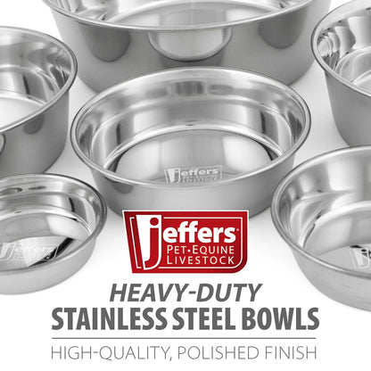 Jeffers Heavy Weight Stainless Steel Pet Bowls – Durable Pet Food &amp; Water Dish, Chew-Resistant, Dishwasher Safe