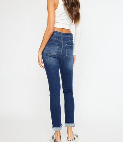Janice High Rise Cigarette Leg Jeans - Dark Wash
