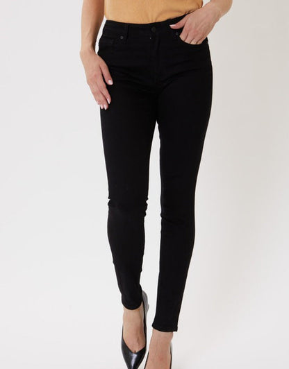High Rise Basic Ankle Skinny Jeans - Black