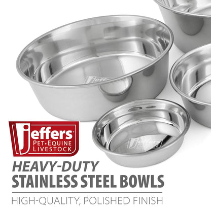 Jeffers Heavy Weight Stainless Steel Pet Bowls – Durable Pet Food &amp; Water Dish, Chew-Resistant, Dishwasher Safe