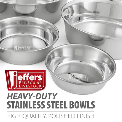 Jeffers Heavy Weight Stainless Steel Pet Bowls – Durable Pet Food &amp; Water Dish, Chew-Resistant, Dishwasher Safe