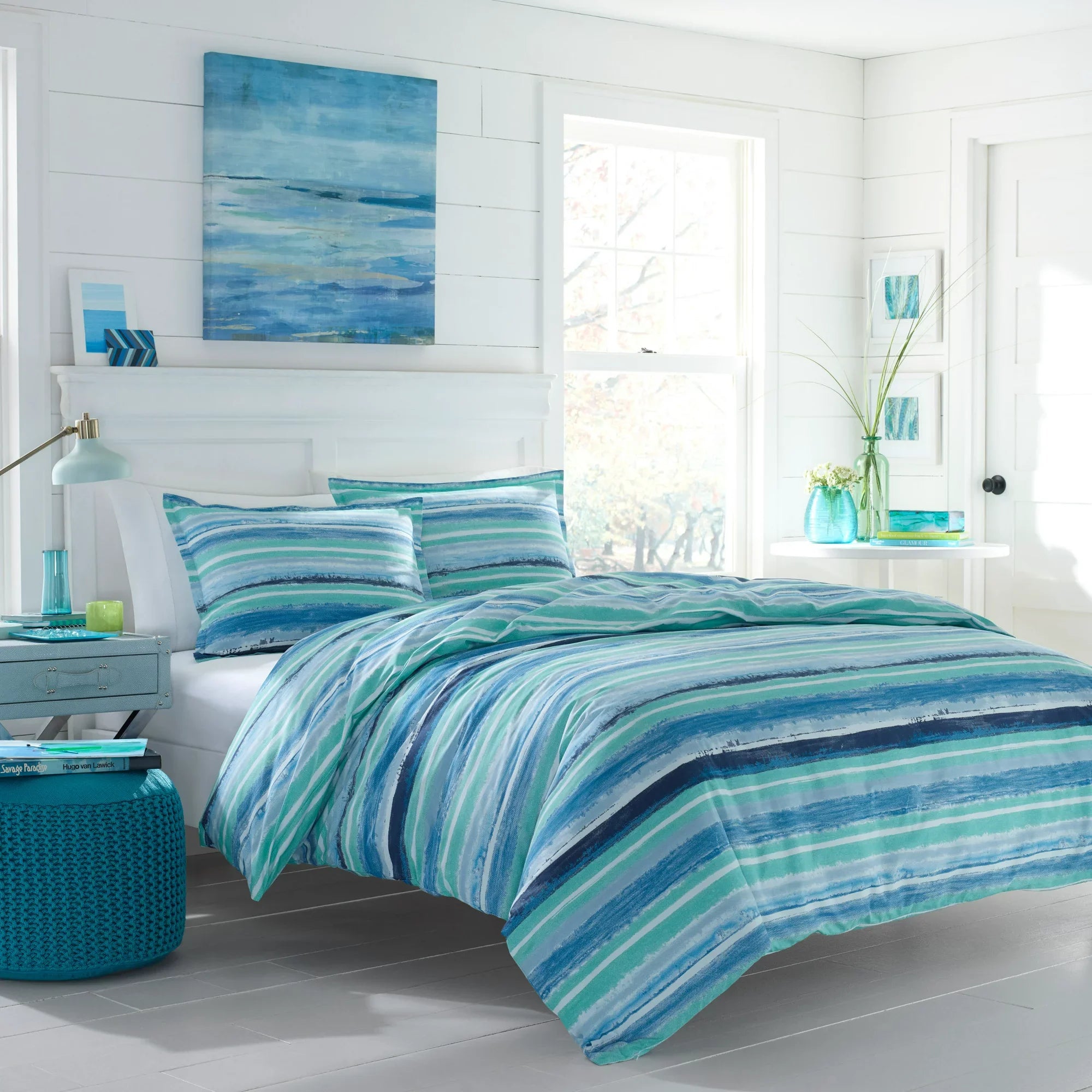 Poppy and Fritz Alex Bedding Collection Stripes Duvet Cover Set, Twin