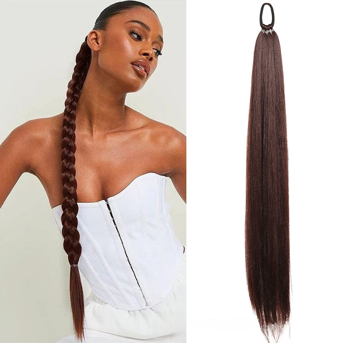 Long braids with hair loops and false braids