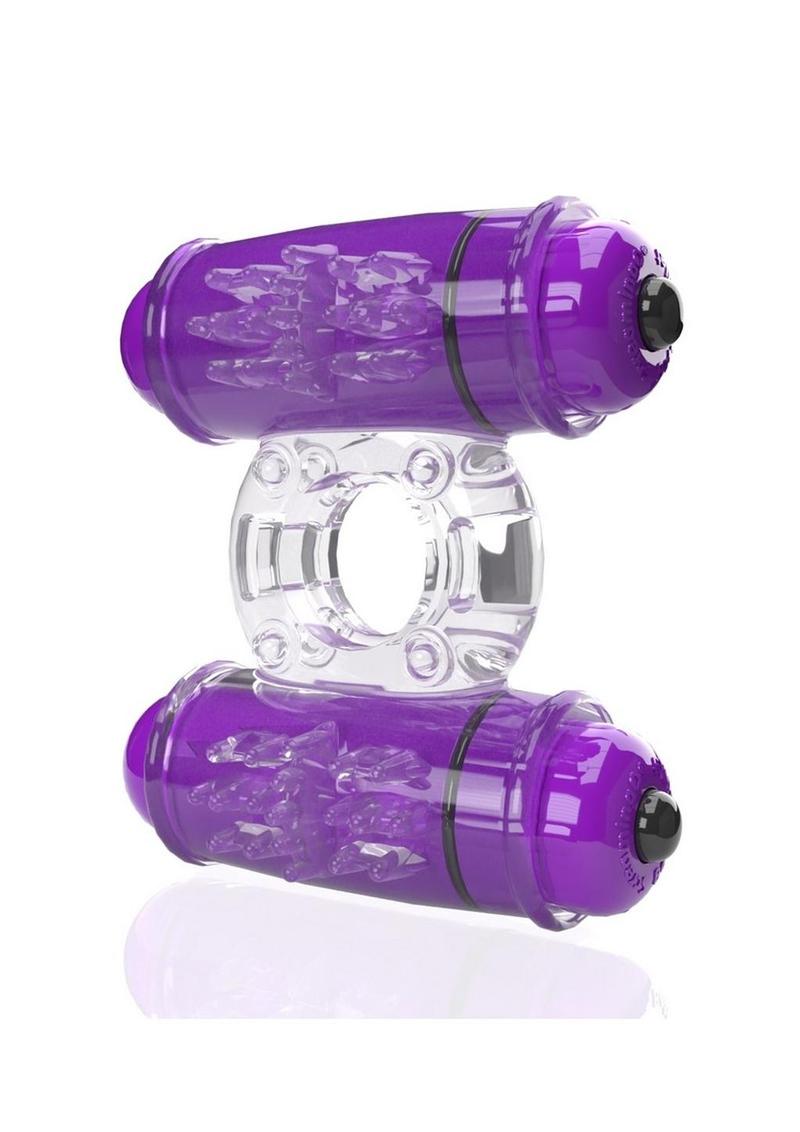 4B Double Wammy Rechargeable Silicone Dual Vibrating Couples Cock Ring