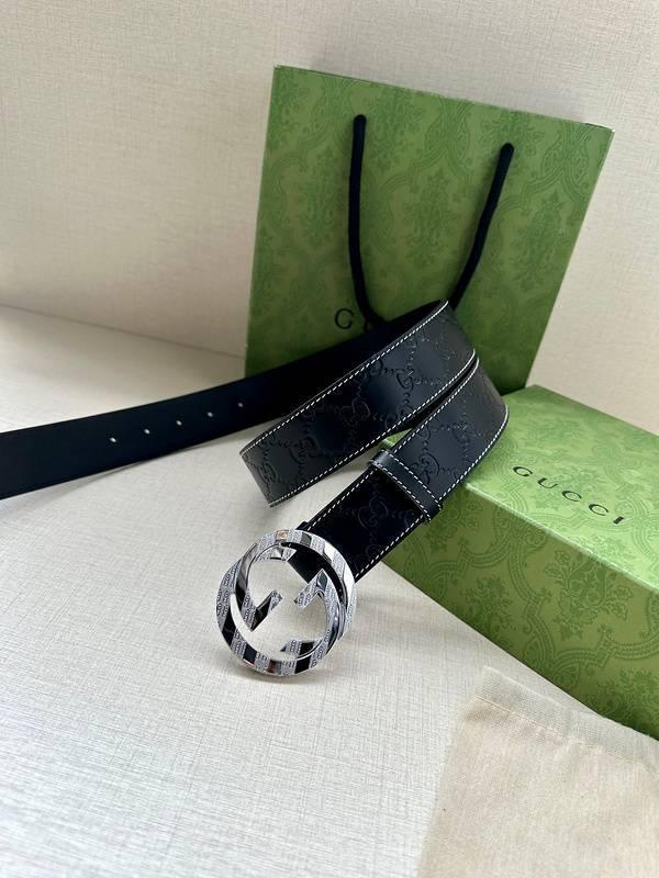 GUCCI Embellished coated-canvas and leather belt &