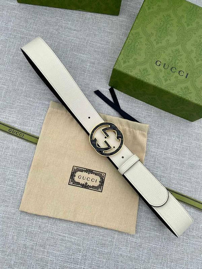 GUCCI Embellished coated-canvas and leather belt &