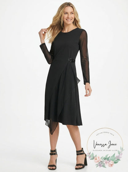 DKNY Womens Illusion Sleeve Dress