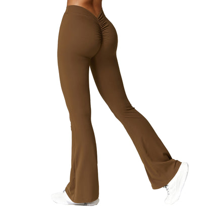 High Waist Flared Yoga Pants with Quick Dry Fabric