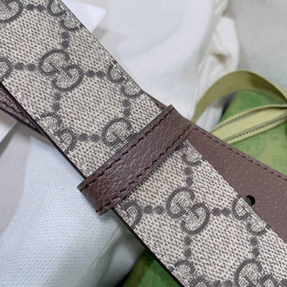 GUCCI Embellished coated-canvas and leather belt &