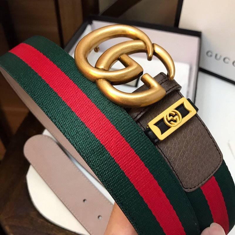 Gucci GG Marmont Web Belt Canvas and Leather &