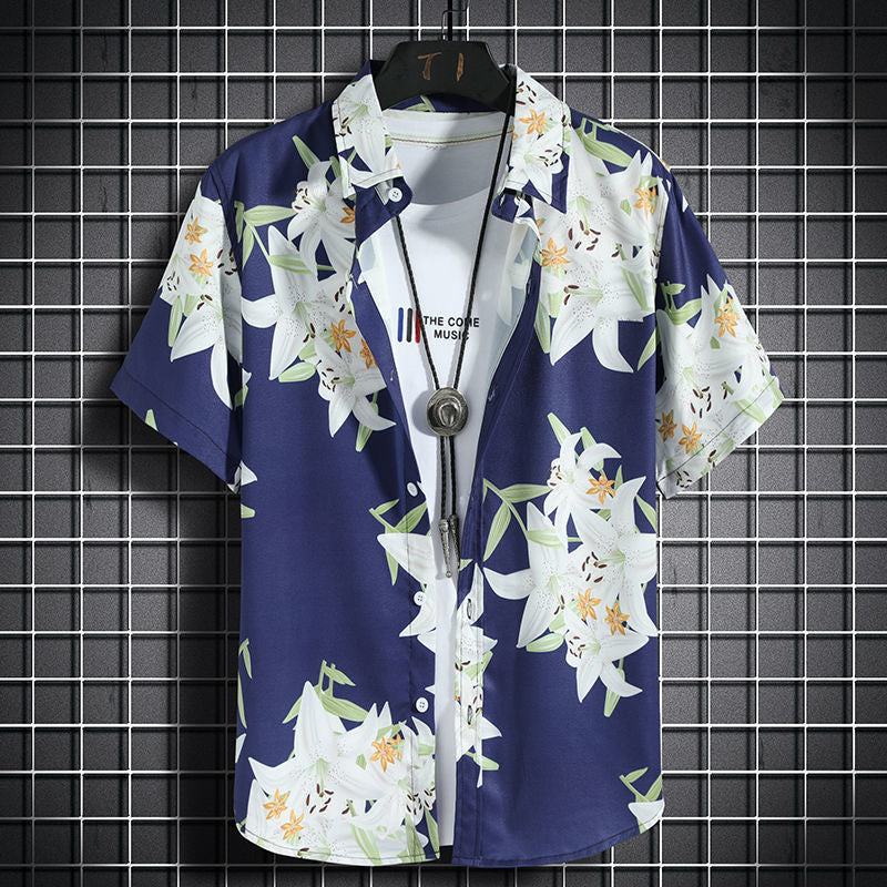Mens Quick Dry Floral Shirt and Shorts Set