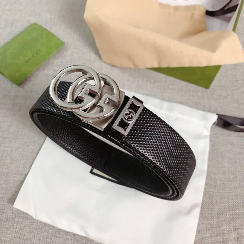 GUCCI Embellished coated-canvas and leather belt &