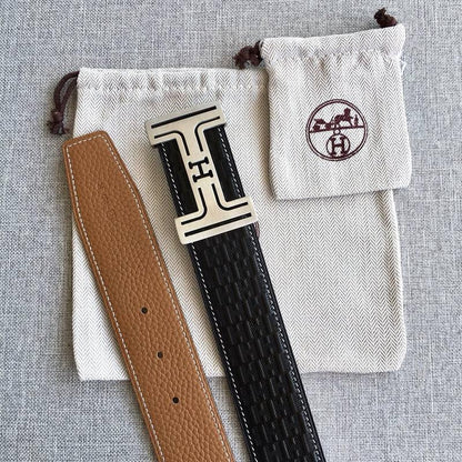 Hermes Men Silver Buckle Belt &