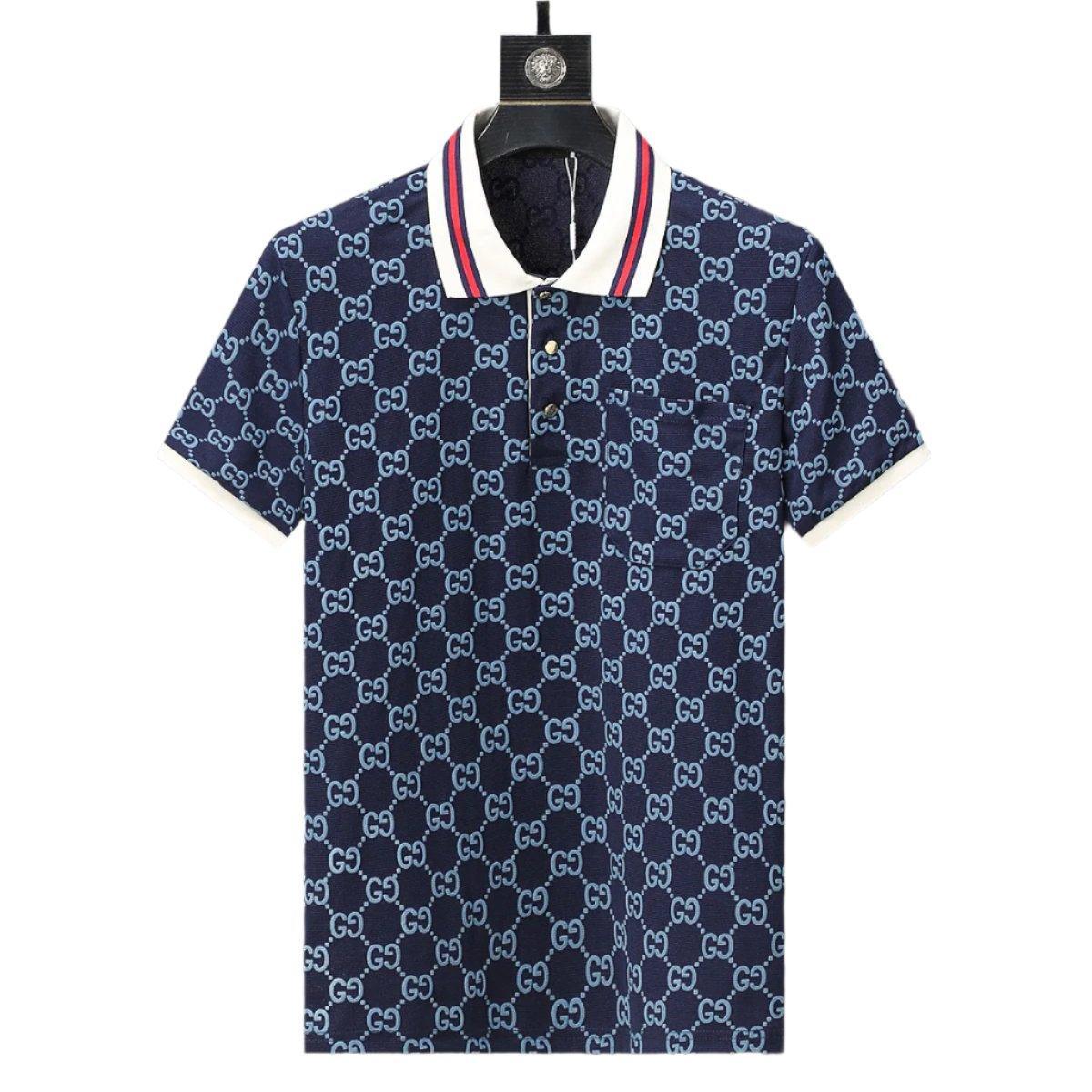 Gucci Luxury Blue T-shirt with Collar – Men&