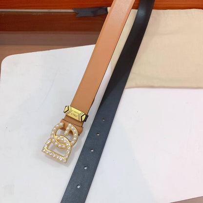 Dolce Gabbana Calfskin belt with bejeweled DG logo &