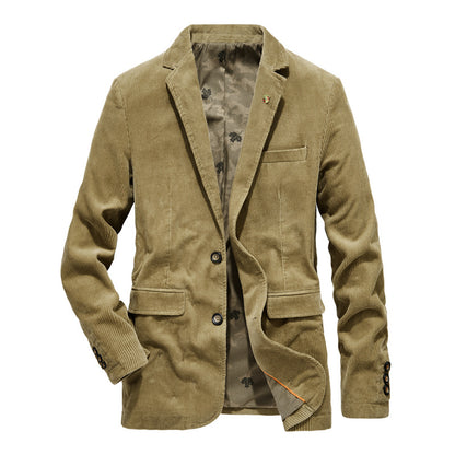 Mens Corduroy Suit Jacket Retro Casual Blazer