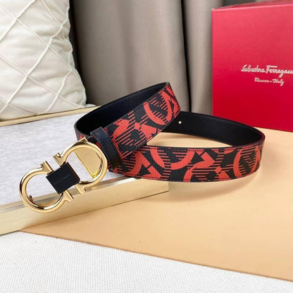 Salvatore Ferragamo Adjustable &amp; Reversible Logo All Over Men Belt &