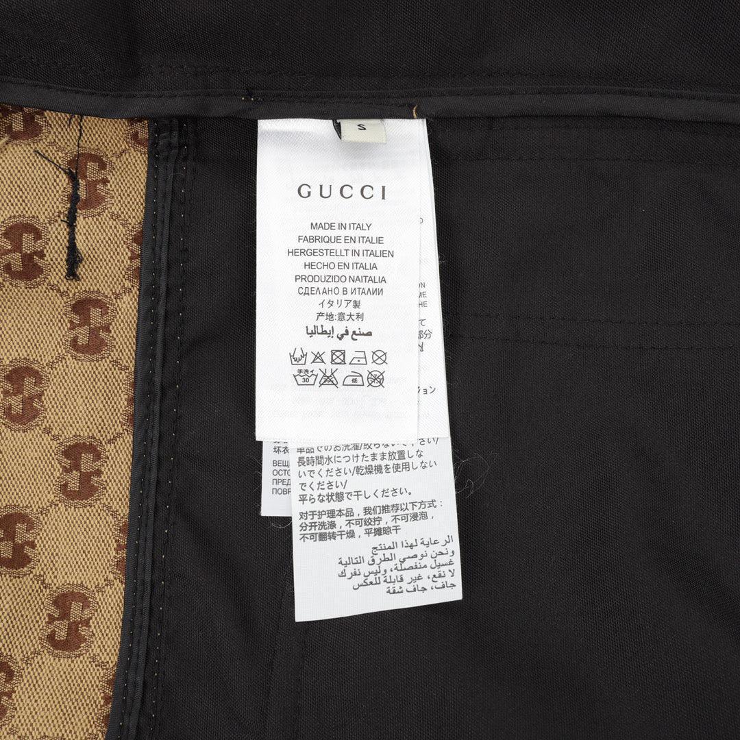 Gucci Dark Grey Bermuda Shorts with GG Canvas Inserts in Cotton