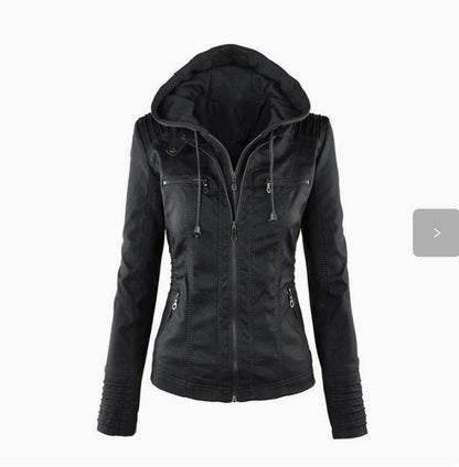 Womens PU Leather Motorcycle Jacket