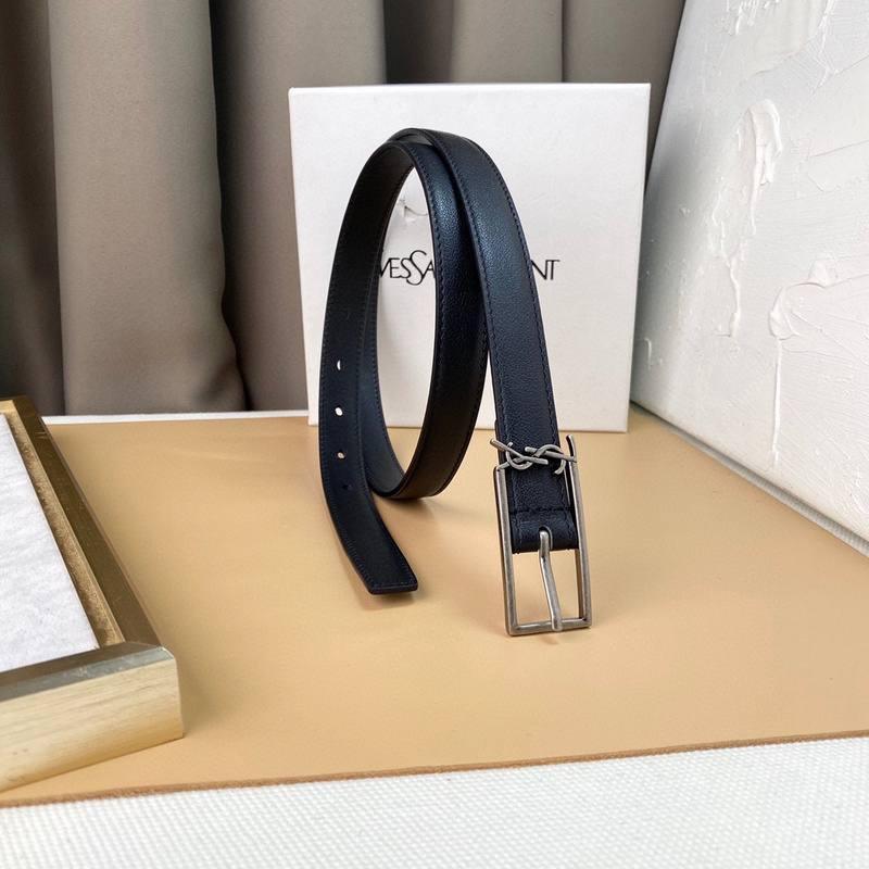 Saint Laurent Classic Monogram Square Buckle Belt Embossed Leather