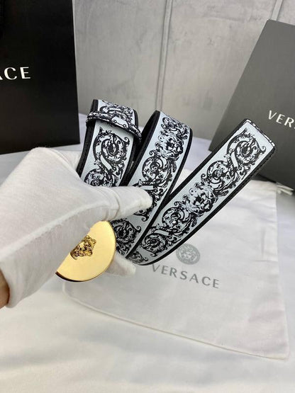 Versace MEDUSA BIGGIE ENAMEL LEATHER BELT