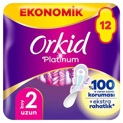 Orkid Platinum Sanitary Pads Long Size 12 Count