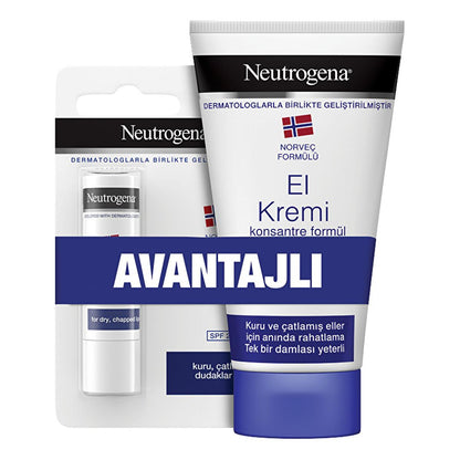 Neutrogena Norwegian Formula Hand Cream and Lip Balm Set - Moisturizing Dry Skin Relief