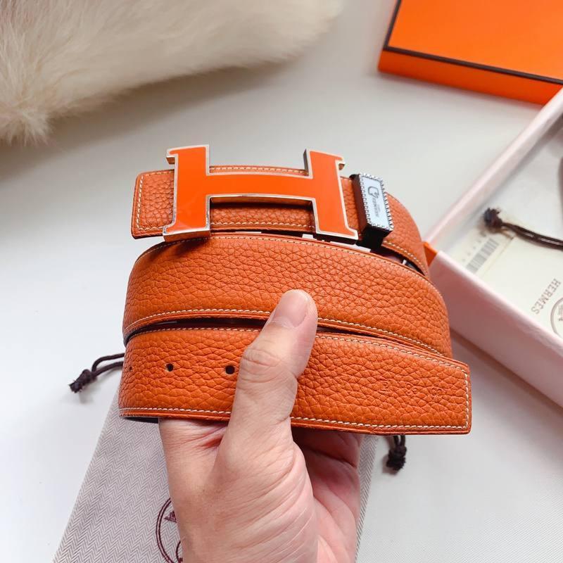 Hermes Men Orange Buckle Belt &