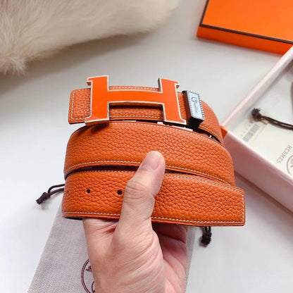 Hermes Men Orange Buckle Belt &