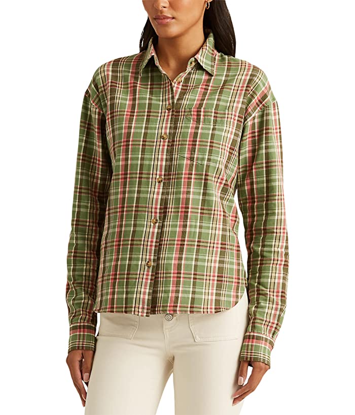 Lauren Ralph Lauren Plaid Cotton Twill Shirt, Size Large