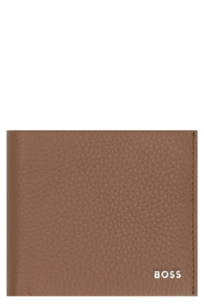 BOSS Grainy Leather Mini Wallet with Card Slots