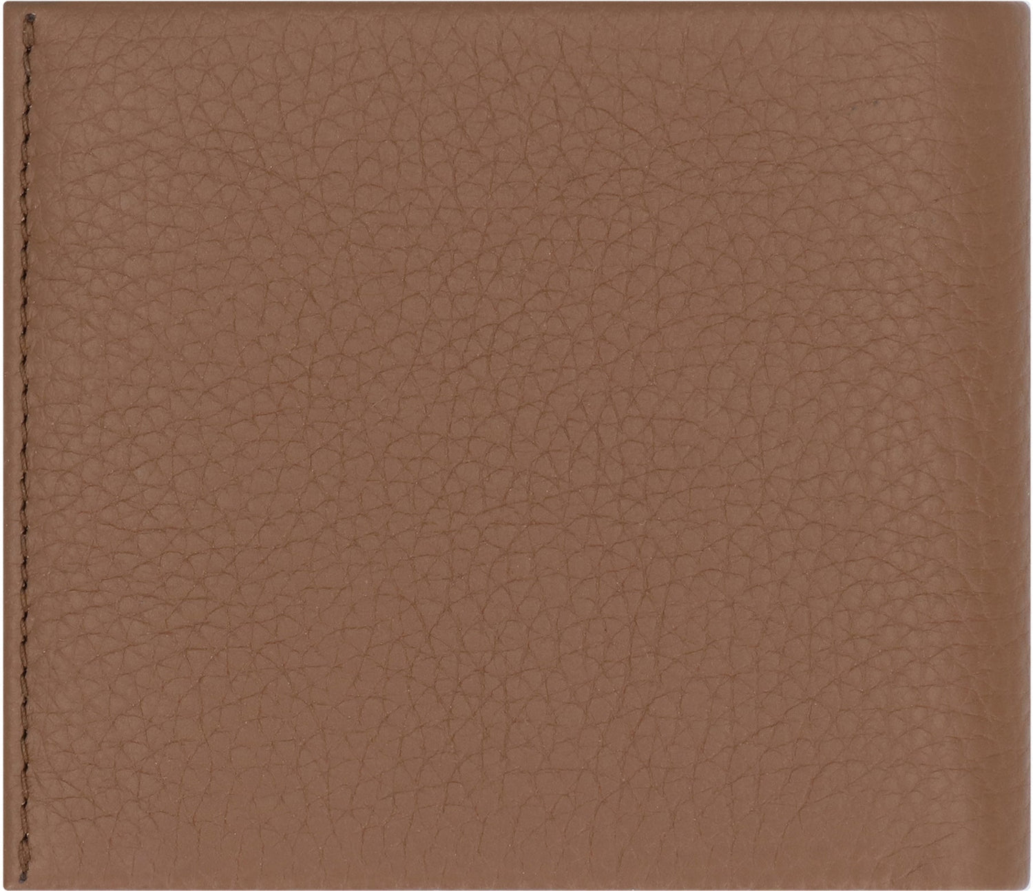 BOSS Grainy Leather Mini Wallet with Card Slots