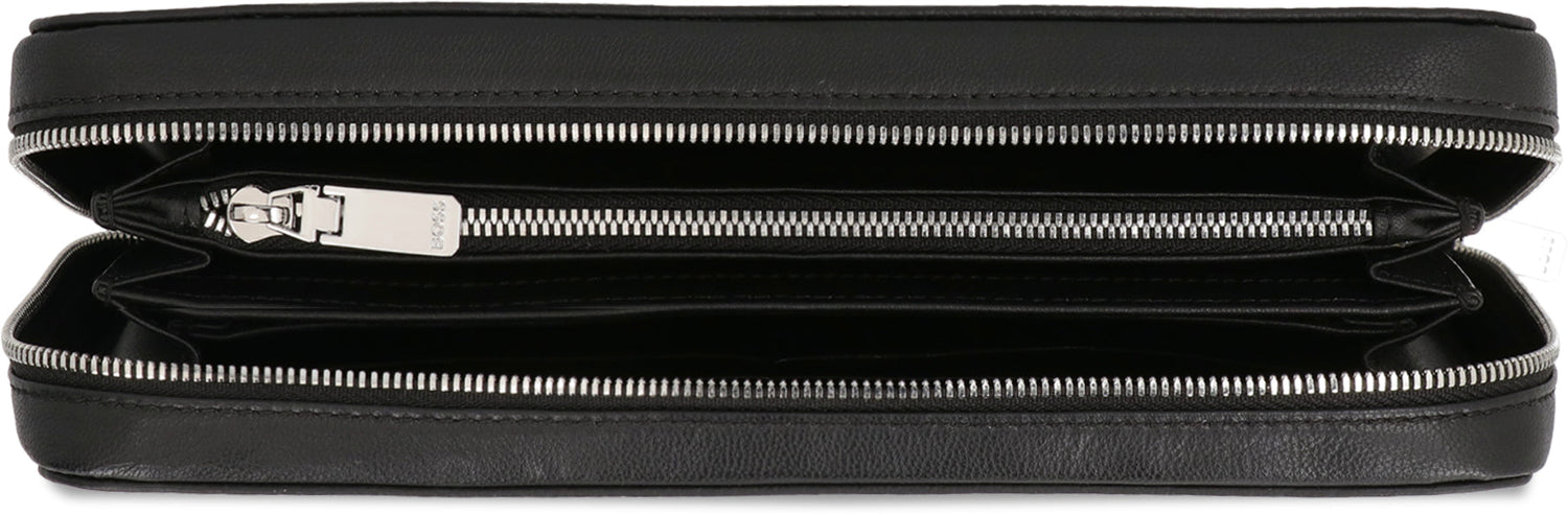 BOSS Grainy Leather Zip-Around Wallet - 23 cm x 13 cm x 4 cm