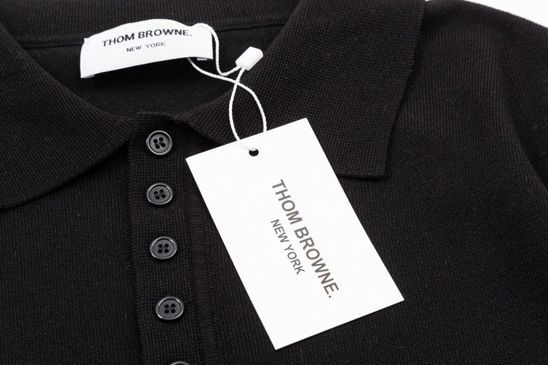 Thom Browne Black T-Shirt with Collar