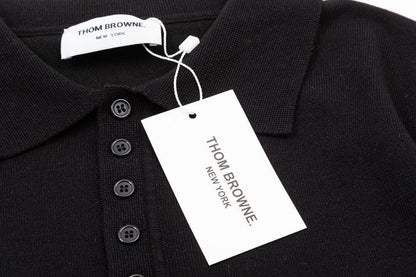 Thom Browne Black T-Shirt with Collar