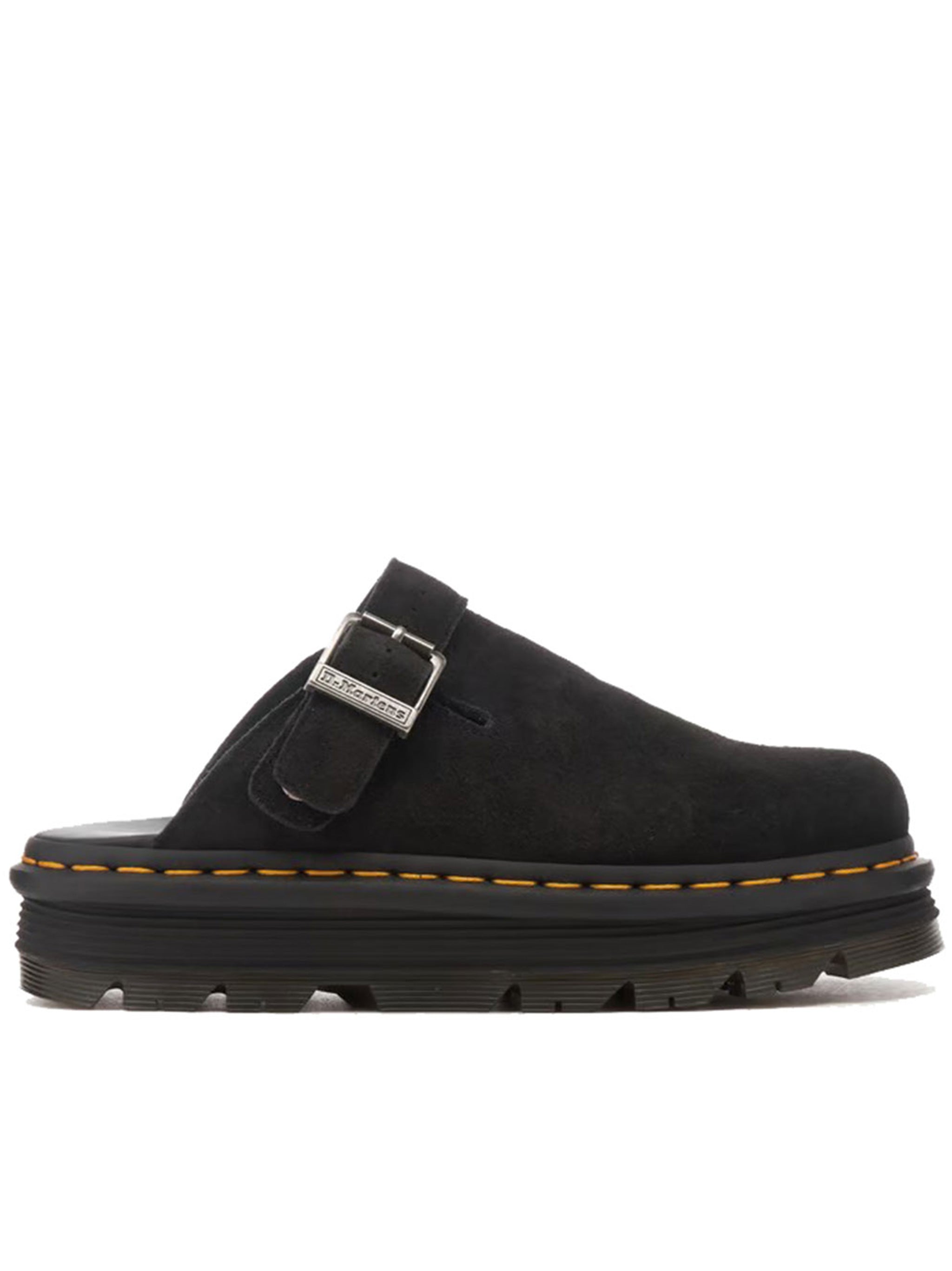 Dr Martens Black Zebzag Suede Slingback Platform Mules