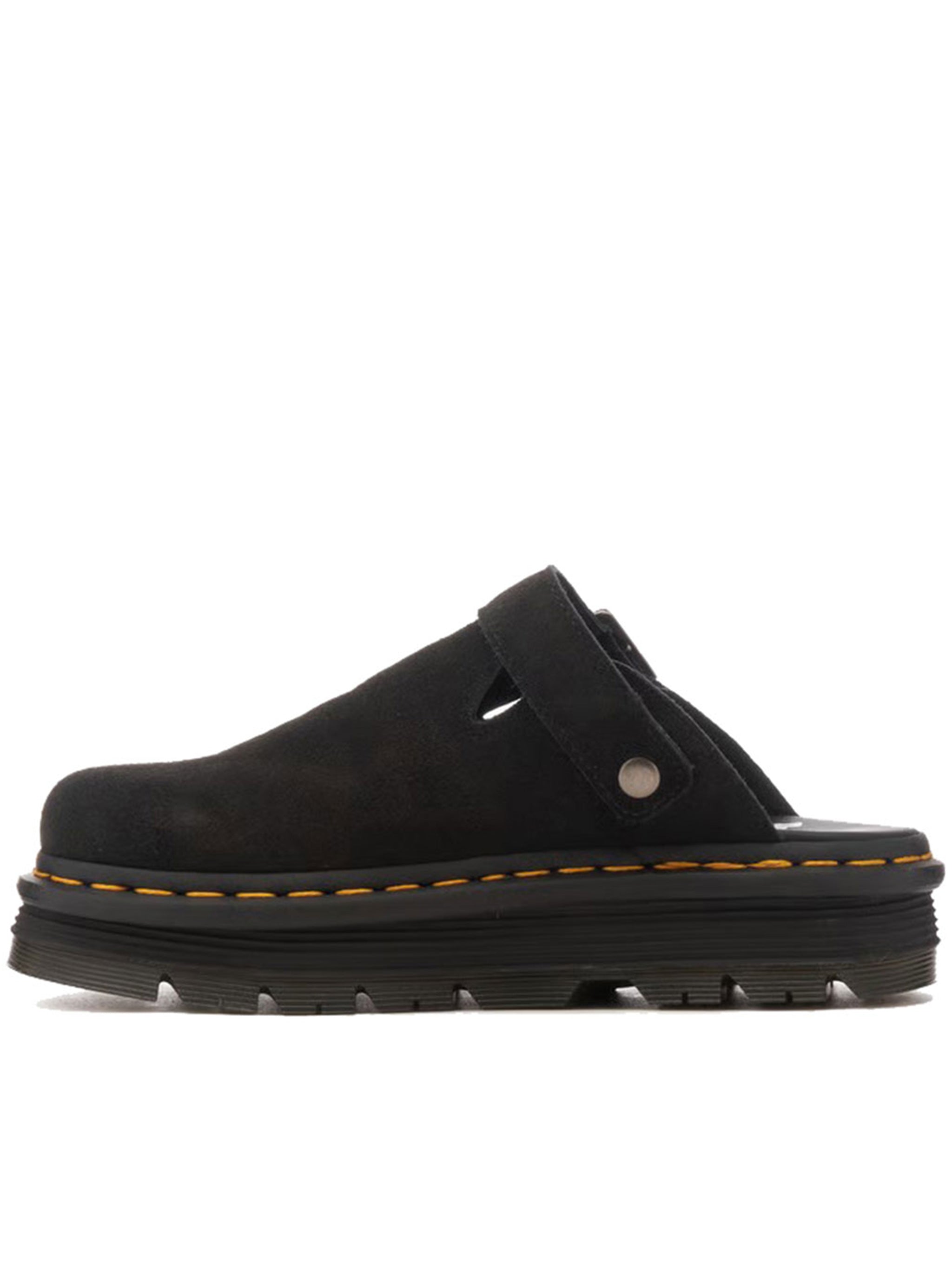 Dr Martens Black Zebzag Suede Slingback Platform Mules