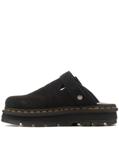 Dr Martens Black Zebzag Suede Slingback Platform Mules