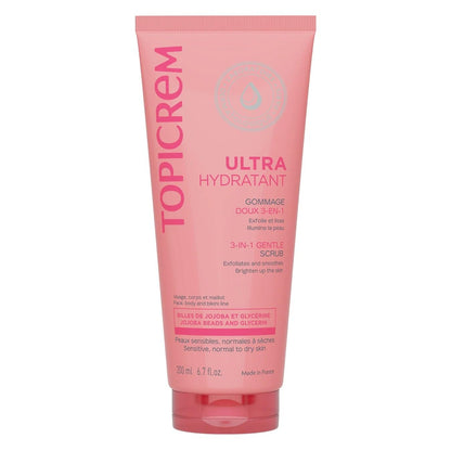 Topicrem Gentle Exfoliating Scrub for All Skin Types - Soap-Free, Jojoba Beads, 200ml