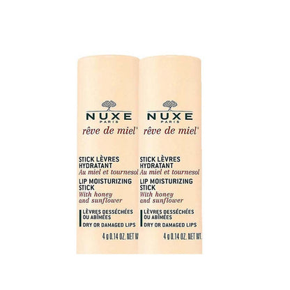 Nuxe Reve de Miel Lip Moisturizing Stick Set - 2x4g Natural Lip Care, Paraben-Free Cosmetics