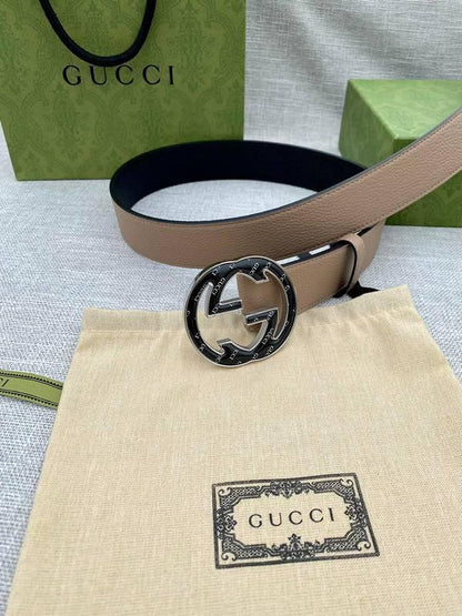 GUCCI Embellished coated-canvas and leather belt &