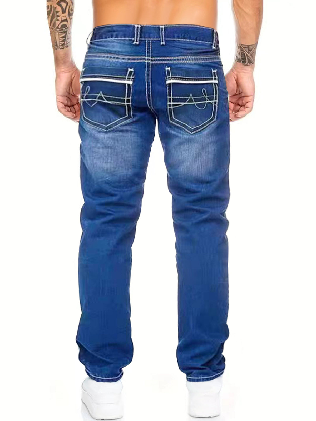 Mens Slim-Fit Double-Stitched Jeans