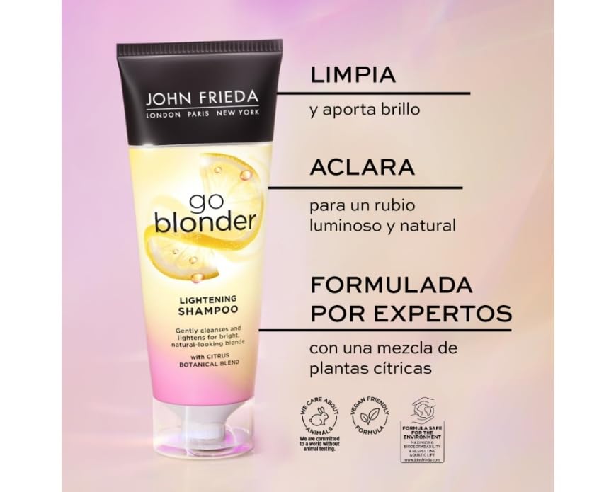 John Frieda Go Blonder Lightening Shampoo for Blonde Hair - 250ml, Nourishing &amp; Strengthening