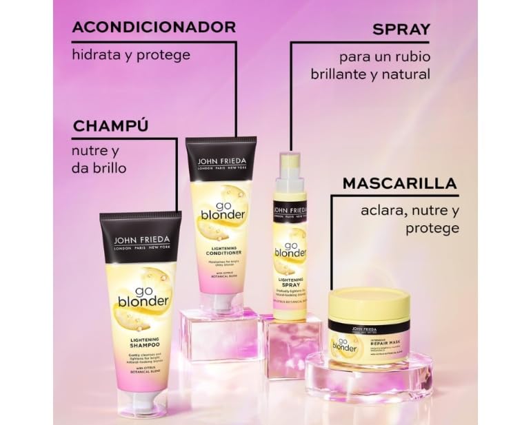 John Frieda Go Blonder Lightening Shampoo for Blonde Hair - 250ml, Nourishing &amp; Strengthening
