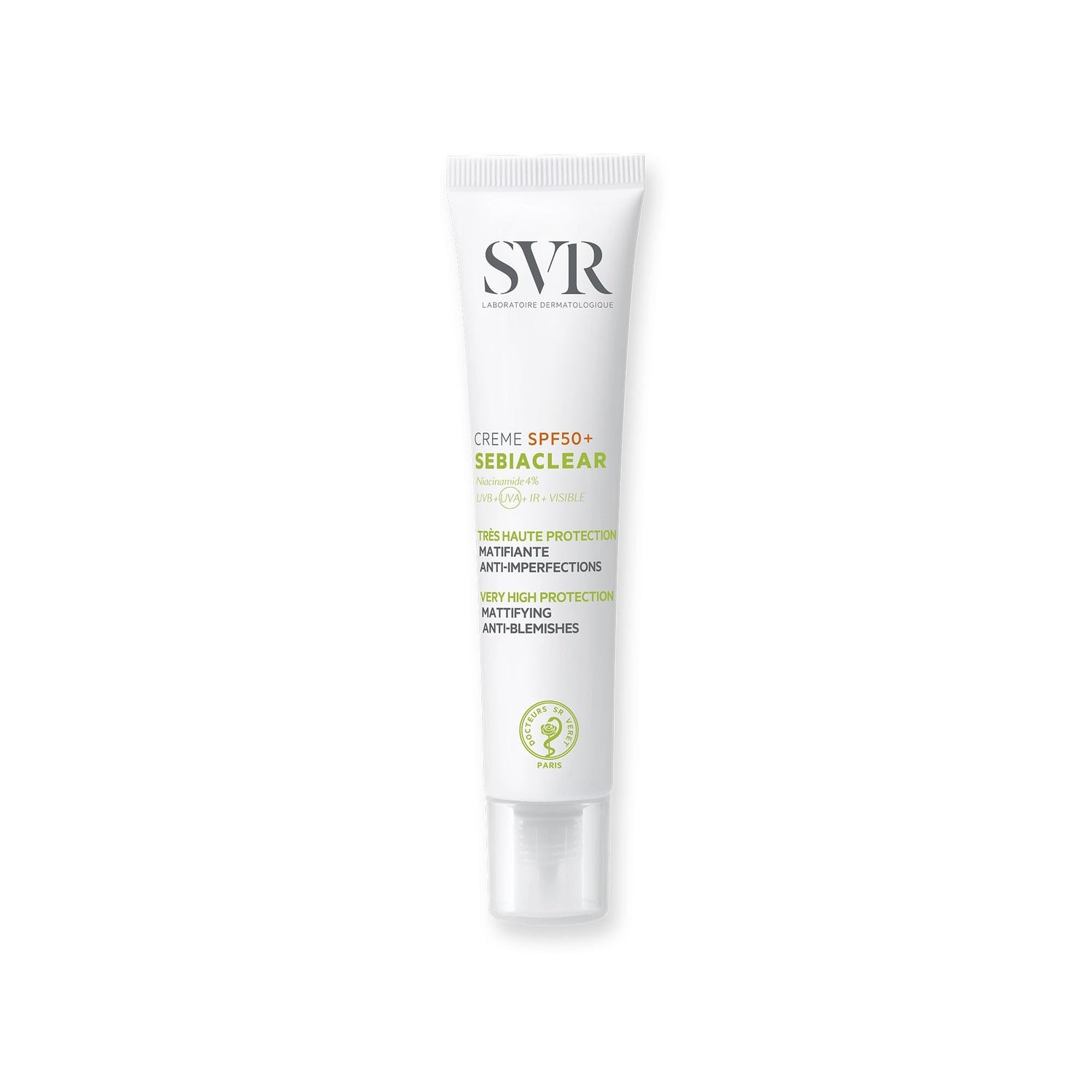 SVR Sebiaclear Krem SPF50+ Sunscreen Cream for Acne-Prone Skin - Matte Finish, Hydrating, 1.35 fl oz