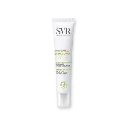 SVR Sebiaclear Krem SPF50+ Sunscreen Cream for Acne-Prone Skin - Matte Finish, Hydrating, 1.35 fl oz
