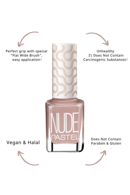 Pastel Vegan Cruelty-Free Nail Polish - Pastel Nude 752, 13ml, Thick Brush for Easy Application